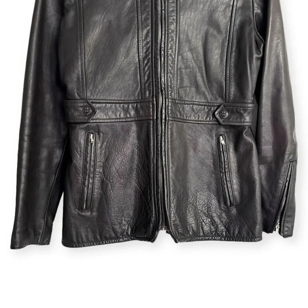 Vintage Banana Republic Dark Brown Military Heavy Leather Jacket Women's Size S - Picture 4 of 12